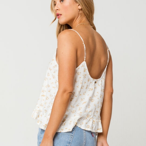 🌸Volcom Read The Room Floral Ruffle Hem Cami Top - Picture 8 of 14